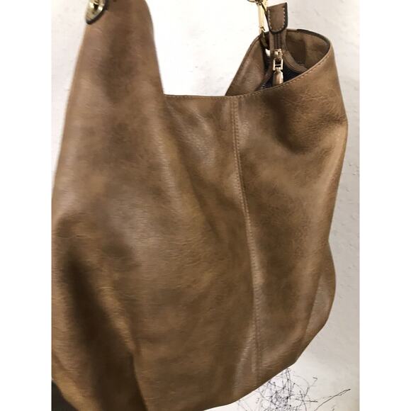 Hobo Brown Unbranded Faux Leather Satchel Purse Shoulder Handbag Large 19"x14"x6 - Picture 7 of 10